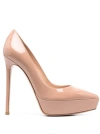 GIANVITO ROSSI PEACH PATENT PUMPS FOR WOMEN