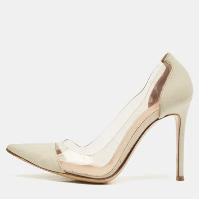 Gianvito Rossi Pearl White Leather And Pvc Plexi Pumps In Multi