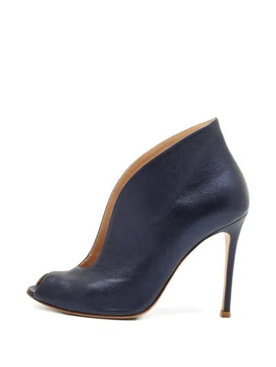 Pre-owned Gianvito Rossi Peep-toe Leather Pumps In Blue