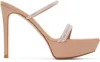Gianvito Rossi Crystal Embellished Platform Slide Sandal In Peach+peach