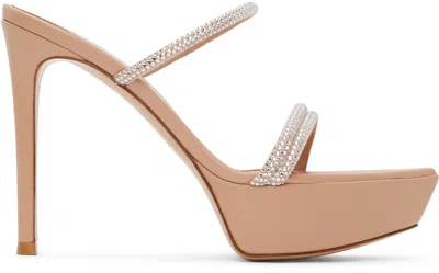 Gianvito Rossi Pink Cannes Platform Heeled Sandals In Peach+peach