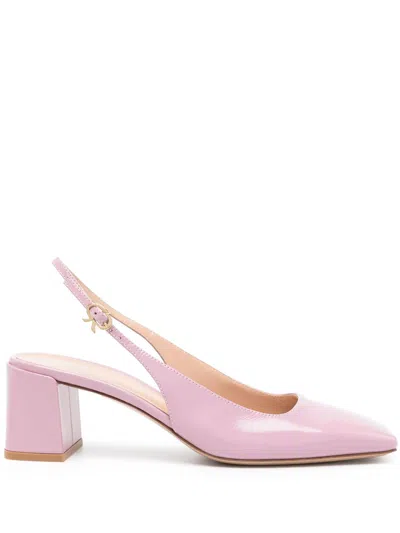 Gianvito Rossi Pink Leather Sling-back Pumps In Rosa