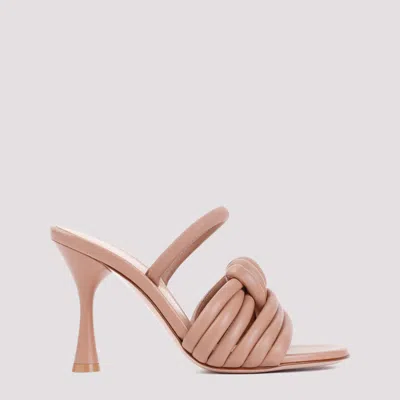 GIANVITO ROSSI PINK LEATHER SLIP ON HEELS