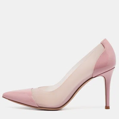 Pre-owned Gianvito Rossi Pink Patent Leather And Pvc Plexi Pumps Size 36