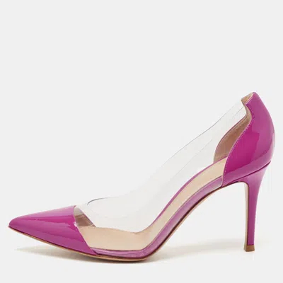 Pre-owned Gianvito Rossi Pink Patent Leather And Pvc Plexi Pumps Size 38.5