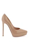 GIANVITO ROSSI PINK PLATFORM PATENT LEATHER PUMPS FOR WOMEN