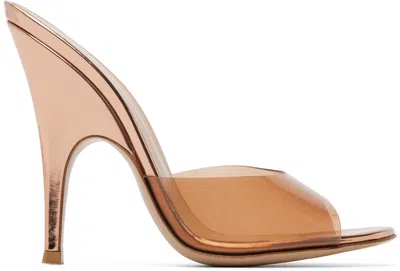Gianvito Rossi Pink Sofia Mule Heeled Sandals In Gold