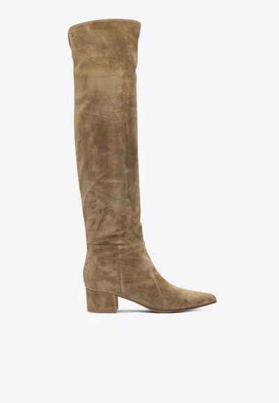 Gianvito Rossi Piper 45 Over-the-knee Suede Boots In Sand
