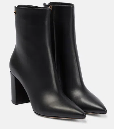 Gianvito Rossi Piper 85 Leather Ankle Boots In Black