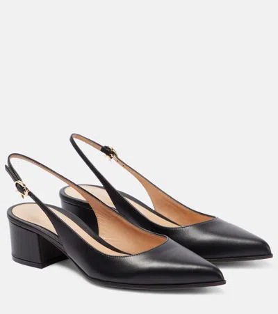 Gianvito Rossi Piper Leather Slingback Pumps In Black
