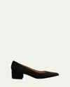 Gianvito Rossi Decollette Piper Pump In Soft Suede With Pointed Toe In Black