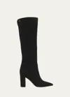 GIANVITO ROSSI PIPER SUEDE BLOCK-HEEL KNEE BOOTS