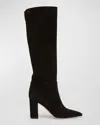 Gianvito Rossi Piper Crystal Suede Over-the-knee Boots In Black