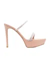 Gianvito Rossi Crystal Embellished Platform Slide Sandal In Nude