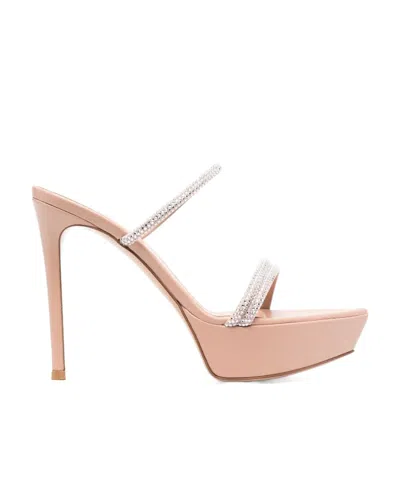 Gianvito Rossi Platform Crystal-strap Sandals In Nude