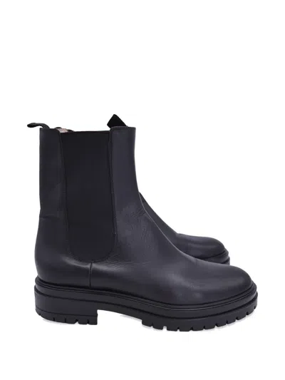 Pre-owned Gianvito Rossi Platform Leather Ankle Boots In Black