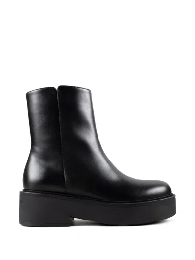 Gianvito Rossi Platform Leather Ankle Boots In Black