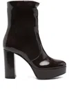 Gianvito Rossi Platform Leather Boots In Brown