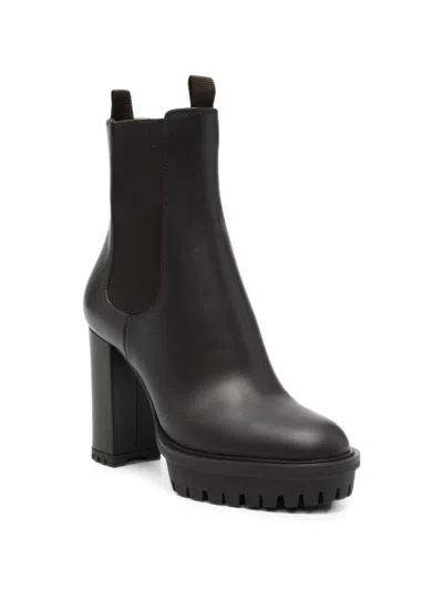 Gianvito Rossi Platform Leather Chelsea Boots In Black