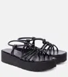Gianvito Rossi Platform Leather Sandals In Black Leather