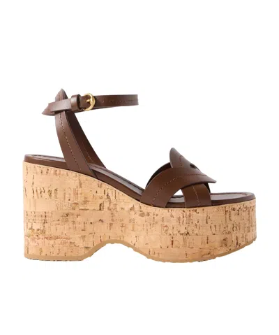 Gianvito Rossi 105 Leather Platform Sandals In Brown