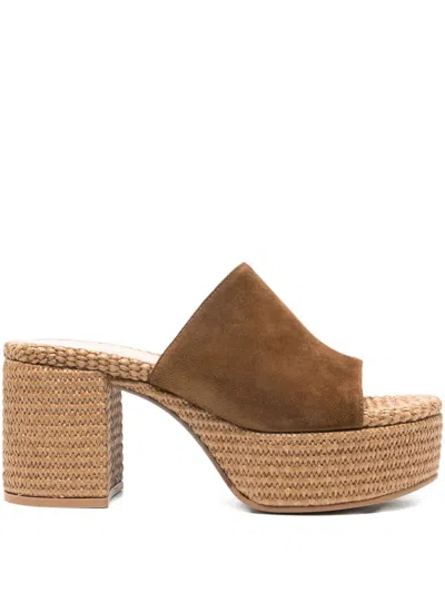Gianvito Rossi Platform Suede Mule Sandals In Brown