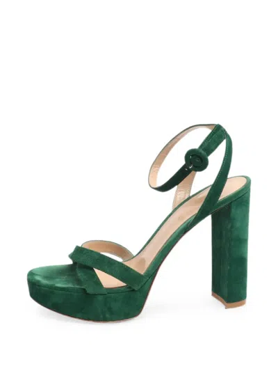 Pre-owned Gianvito Rossi Platform Suede Sandals In Green