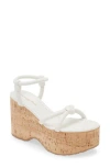 Gianvito Rossi Knotted Leather Ankle-strap Platform Sandals In Bianco