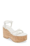 Gianvito Rossi Knotted Leather Ankle-strap Platform Sandals In Bianco