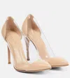 Gianvito Rossi Plexi 105 Leather And Pvc Pumps In Nude+trasp