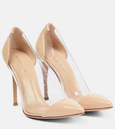 Gianvito Rossi Plexi 105 Leather And Pvc Pumps In Nude+trasp