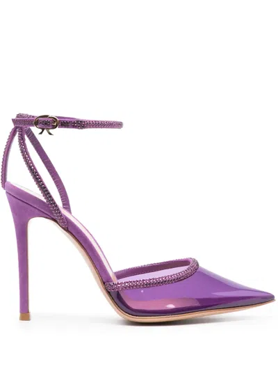 Gianvito Rossi Plexi 110mm Crystal-embellished Pumps In Purple