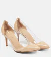 Gianvito Rossi Plexi 70 Leather And Pvc Pumps In Nude+trasp