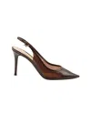 GIANVITO ROSSI PLEXI 85 SLINGBACK PUMPS IN BROWN LEATHER-TRIMMED PVC