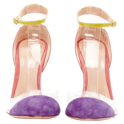 Gianvito Rossi Plexi Ankle Strap Pvc Pump In Purple