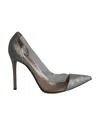 Gianvito Rossi Plexi Glitter Pumps In Silver Pvc In Silver