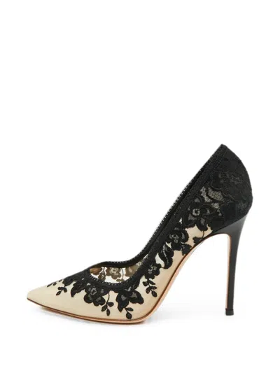 Pre-owned Gianvito Rossi Plexi Lace Heeled Pumps In Black
