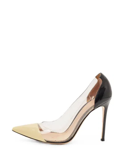 Pre-owned Gianvito Rossi Plexi Leather Heeled Pumps In Black