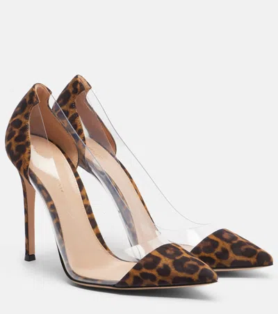 Gianvito Rossi Plexi Leopard-print Suede And Tpu Pumps In Brown
