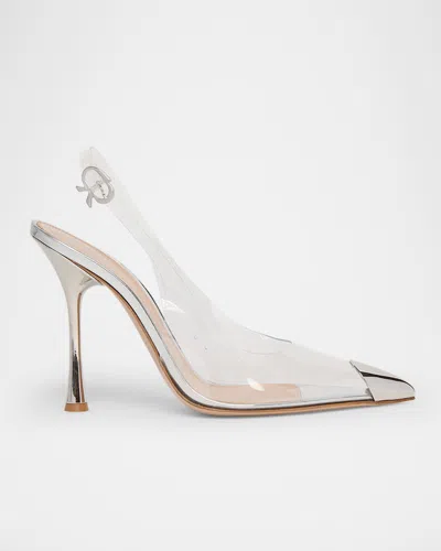 Gianvito Rossi Plexi Metal Cap-toe Slingback Pumps