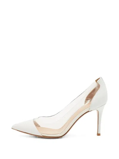 Pre-owned Gianvito Rossi Plexi Panelled Heeled Pumps In White