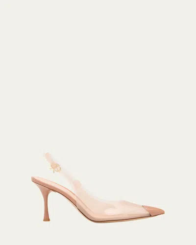 GIANVITO ROSSI PLEXI PATENT LEATHER CAP-TOE SLINGBACK PUMPS