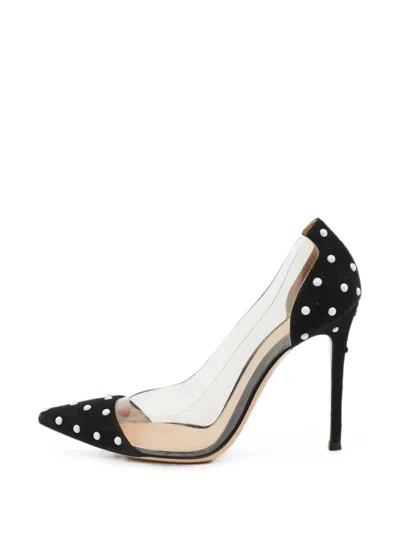 Pre-owned Gianvito Rossi Plexi Pearl-embellished Pumps In White