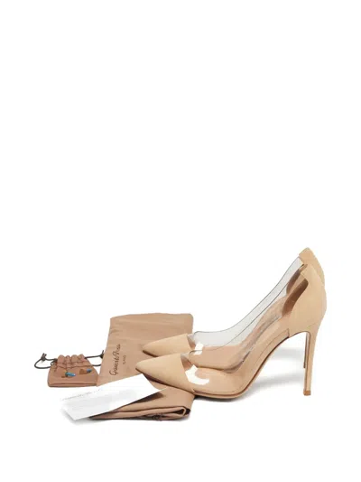 Pre-owned Gianvito Rossi Plexi Pointed Leather Pumps In Neutral