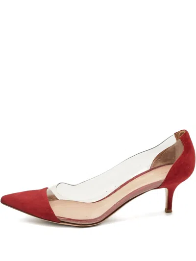 Pre-owned Gianvito Rossi Plexi Pointed Pumps In Red