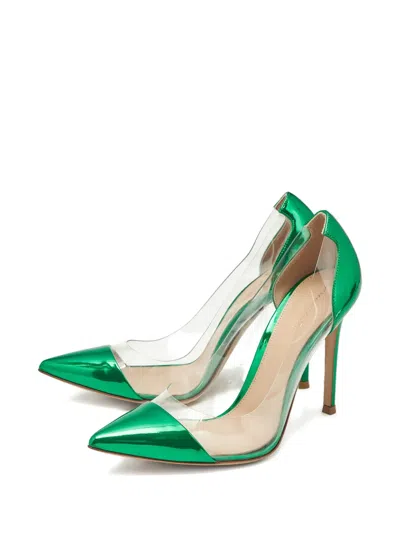 Pre-owned Gianvito Rossi Plexi Pointed-toe Pumps In Green