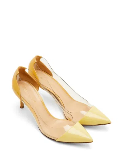 Pre-owned Gianvito Rossi Plexi Pointed-toe Heeled Pumps In Neutral