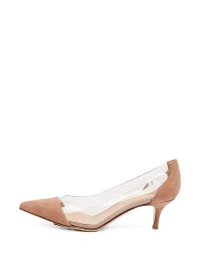 Pre-owned Gianvito Rossi Plexi Pointed-toe Heeled Pumps In Neutral