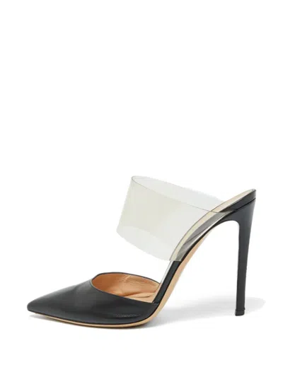 Pre-owned Gianvito Rossi Plexi Pointed-toe Mules In Black