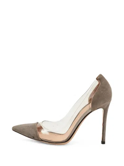 Pre-owned Gianvito Rossi Plexi Pointed-toe Pumps In Gray